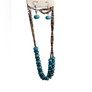 Tyche Turquoise Beaded Necklace and Earring Set